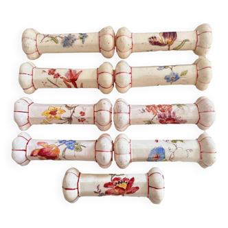 Series of 9 longchamp earthenware knife holders floral decor