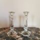 Pair of antique candle holders in transparent glass