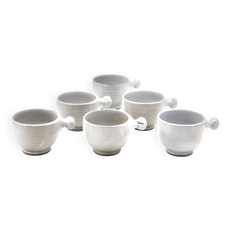 Six stoneware coffee cups by Jeanne and Norbert Pierlot, Ratilly, 1960s