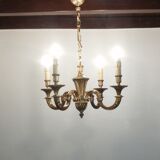 Bronze chandelier 4 arms vintage 1970