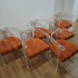 Set of 6 Acrylic and Chrome Chairs, Italy, 1970s