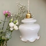 Vintage globe pendant lamp in white opaline