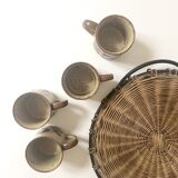 Set of 2 glazed ceramic coffee mugs from around 1970.