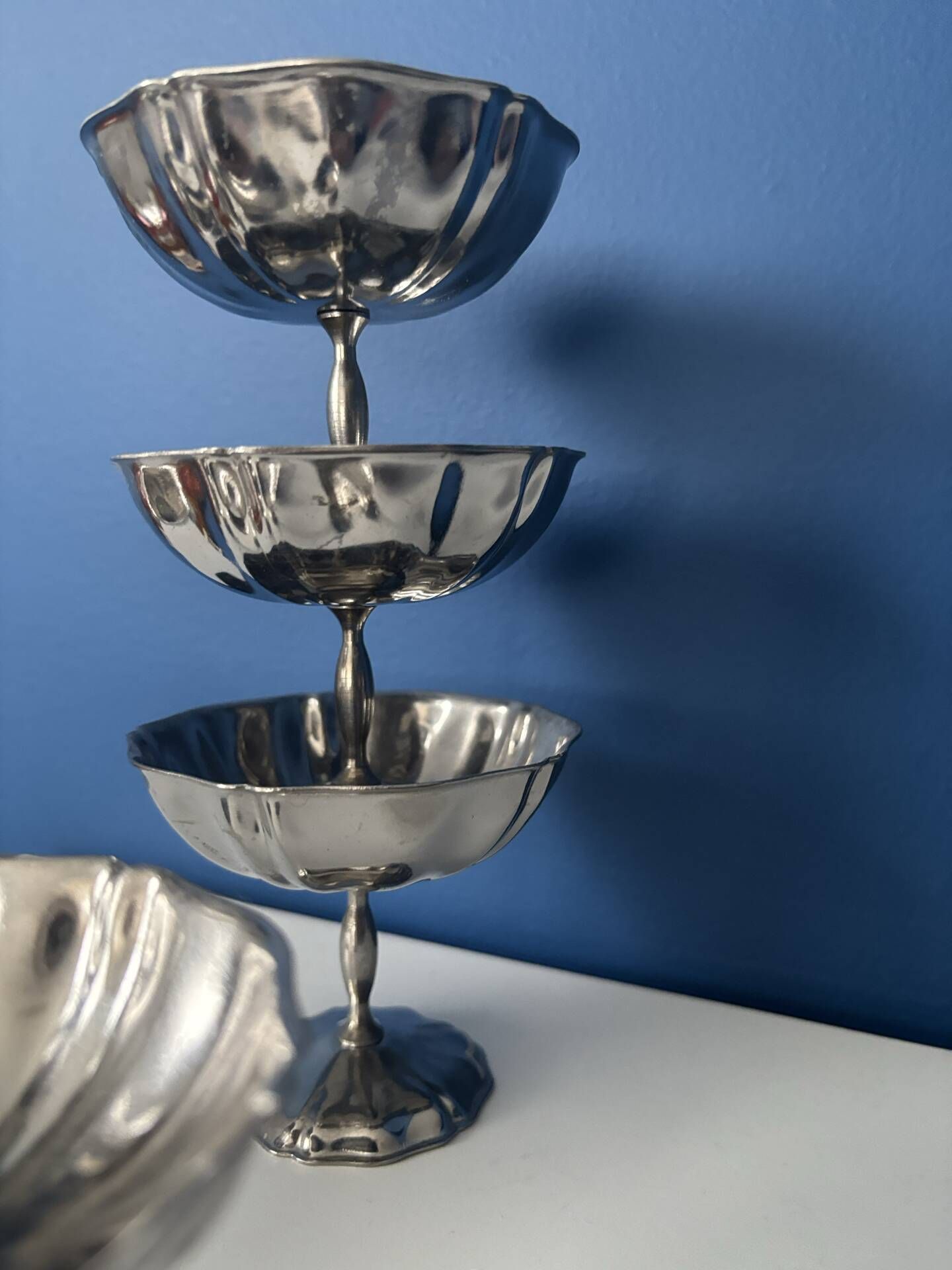 Set of 6 stainless steel ice cream bowls bistro style