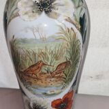 Vase en opaline avec des bécasses