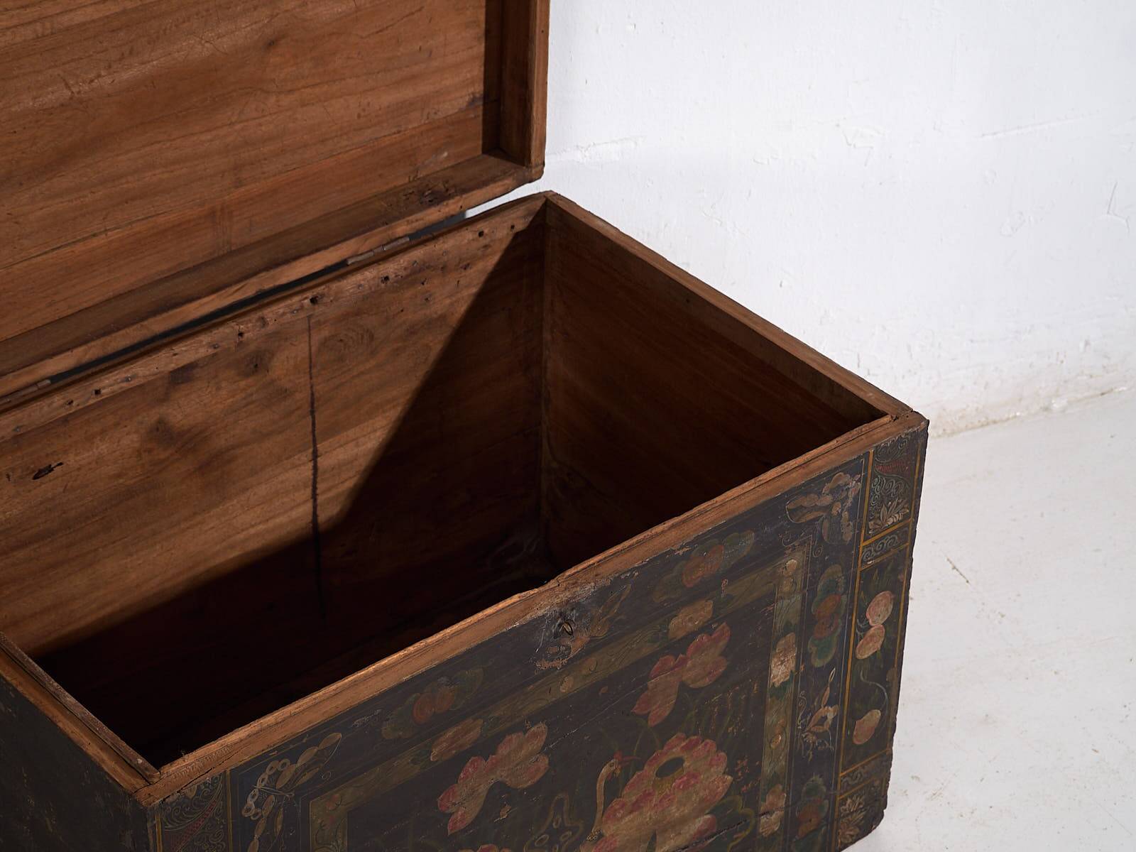 Antique opera chest with lotus flowers, China, circa 1900