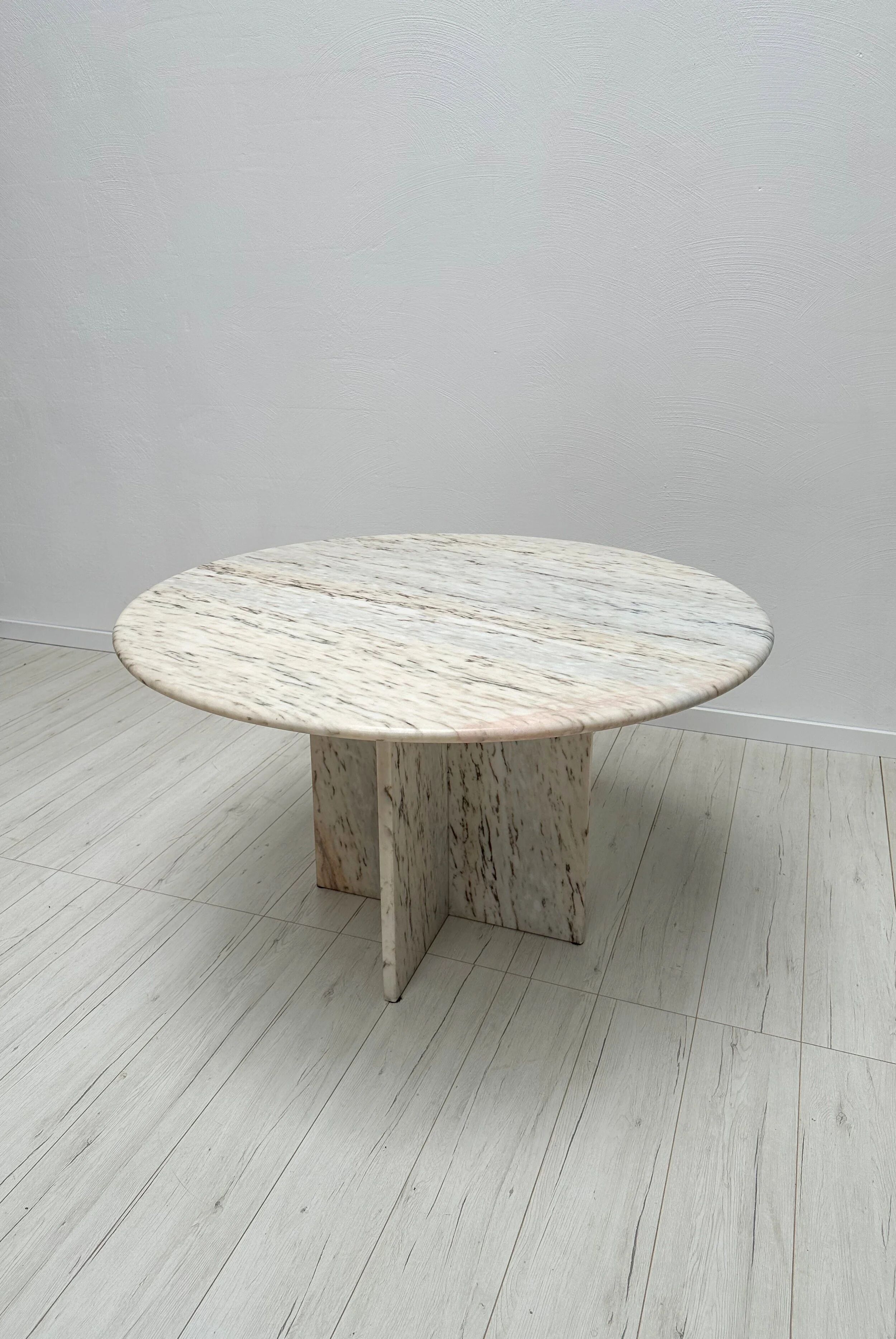 ‘70s Unique Large Round Vintage Marble Dining Table