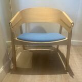 Muuto armchair in oak and blue fabric