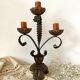 Vintage wooden and wrought iron chandelier