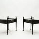 Paire de chevets en chêne teinté noir et laiton vers 1970