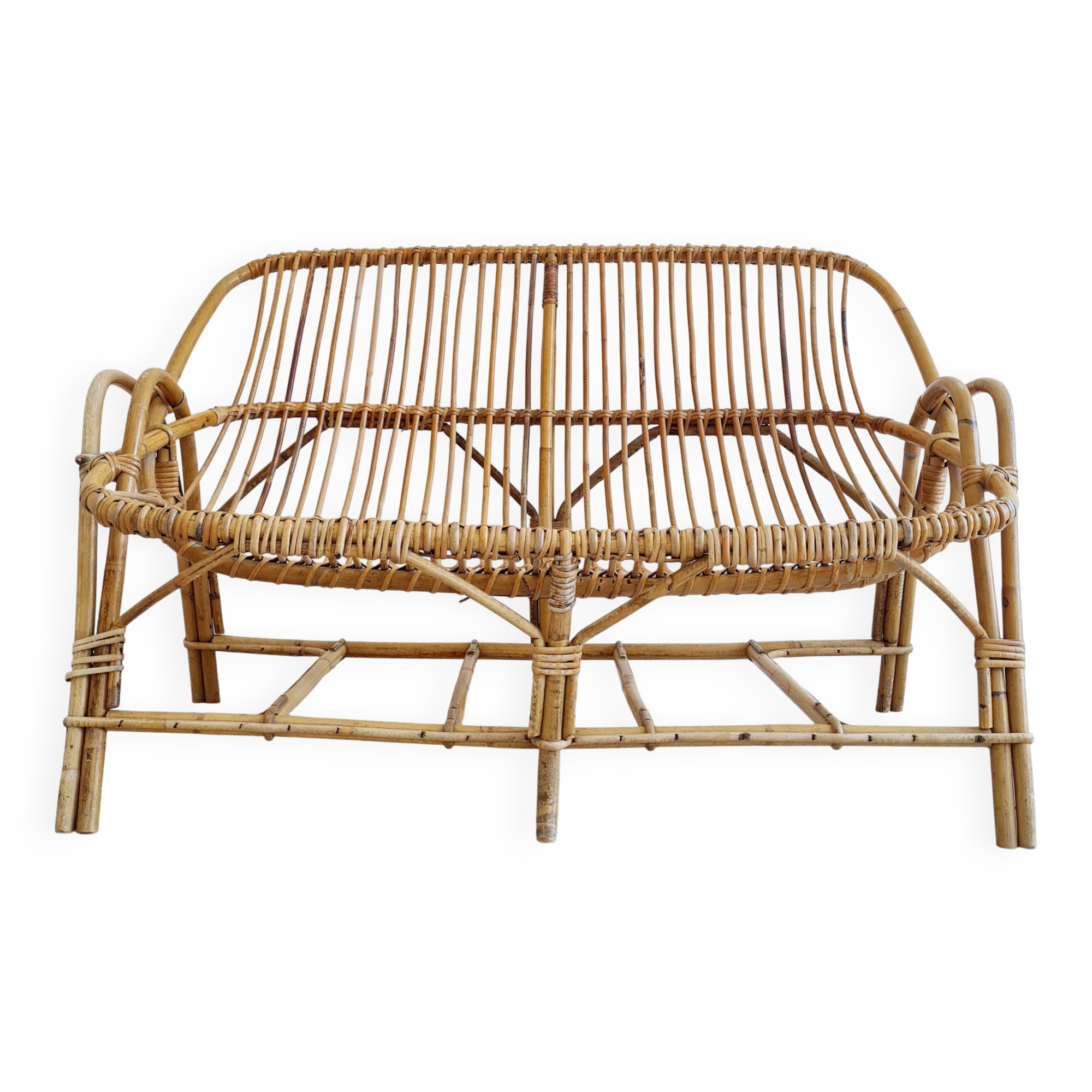 Antique rattan bench
