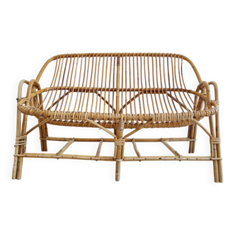 Banquette ancienne en rotin