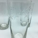6 glasses to orangeade engraved decoration bunch of grapes.