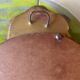 Small vintage oval wall mirror in varnished gold resin