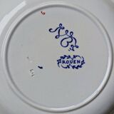 Hollow Plate in Earthenware - "Rouen Style" Decor - JVB Brand - Late 19th Century