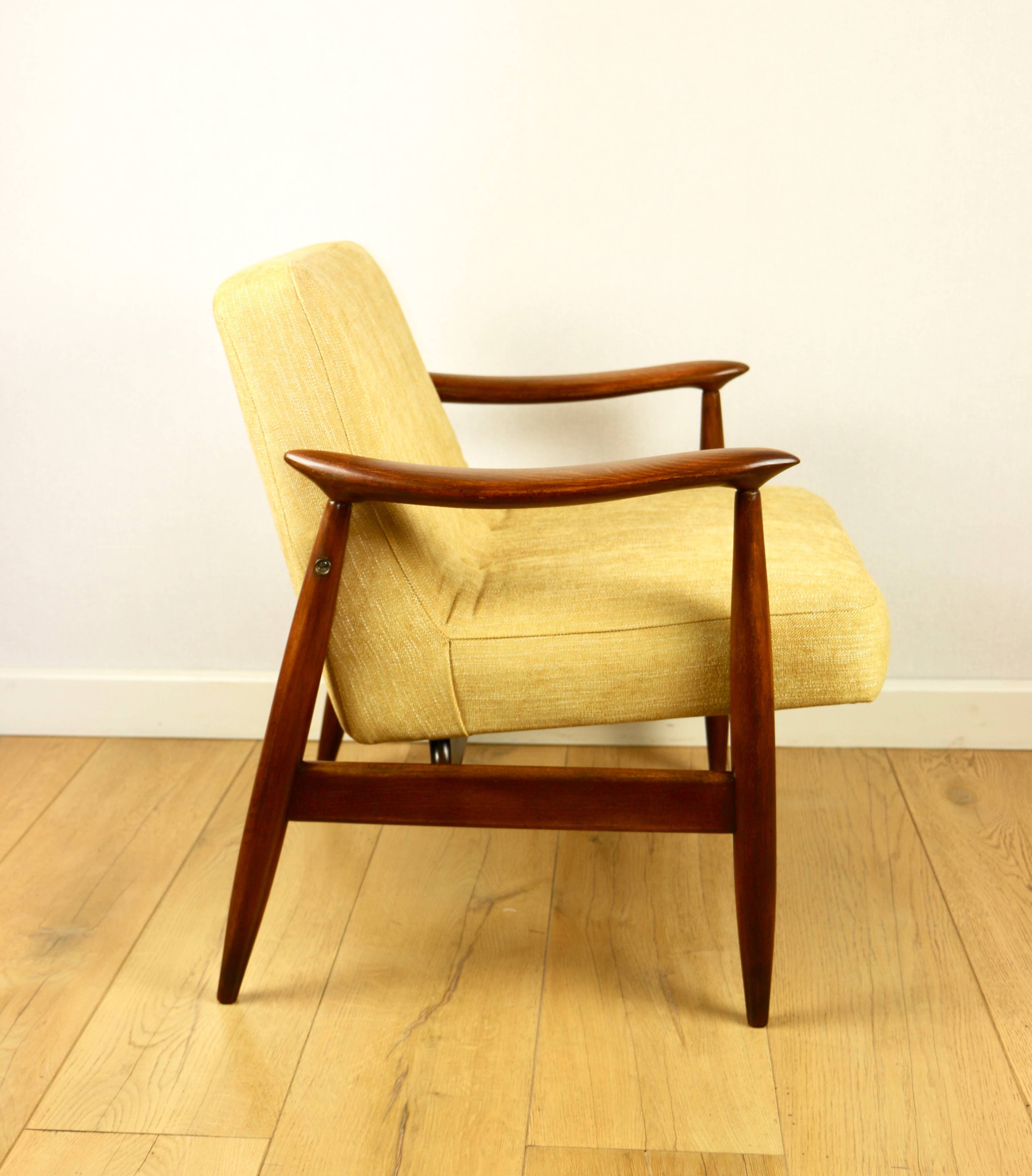 Light Yellow GFM63 Lounge Chair by J. Kedziorek, 1970s