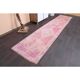 Vintage Turkish Hand-Knotted Wool Cotton Pink Runner Rug 80x365