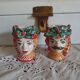 Set of 2 Sicilian vases ceramic heads of caltagirone