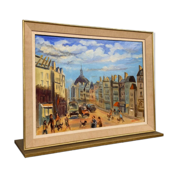 Ollier: oil on canvas mounted on panel, animated view of paris