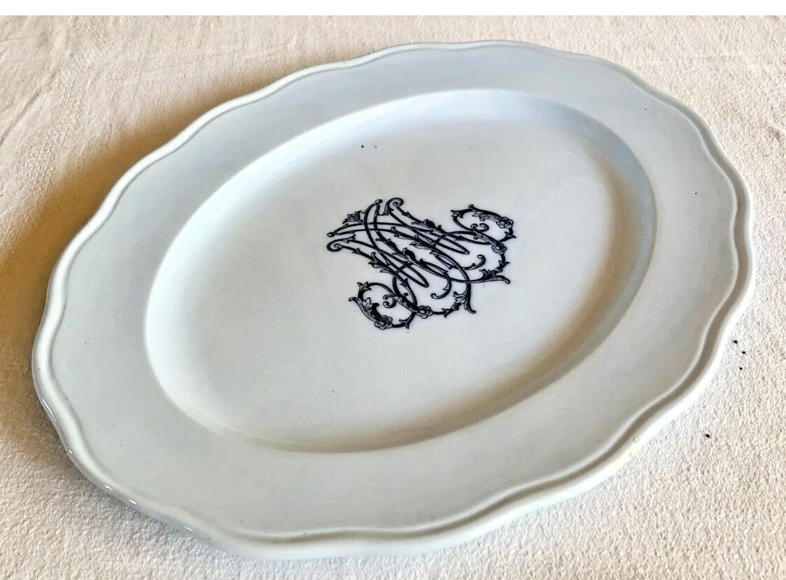 Old large oval dish Brown Westhead Moore & co monogram XIX