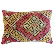 Vintage Handwoven Wool Kilim Pillow, Moorish Style, Mid-20th Century