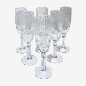 Set of 6 champagne flutes, swirling glass