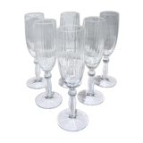 Set of 6 champagne flutes, swirling glass