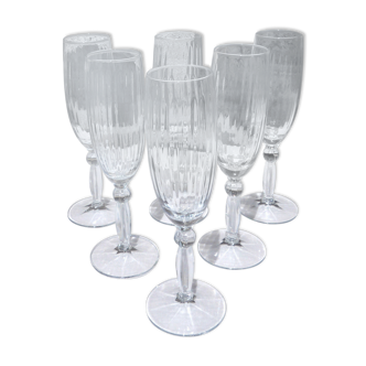 Set de 6 flûtes à champagne, verre tourbillonnant