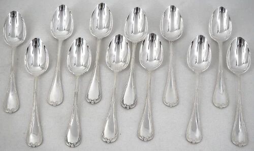 Christofle Rubans, 12 teaspoons, coffee, dessert, 14.5 cm, excellent condition.