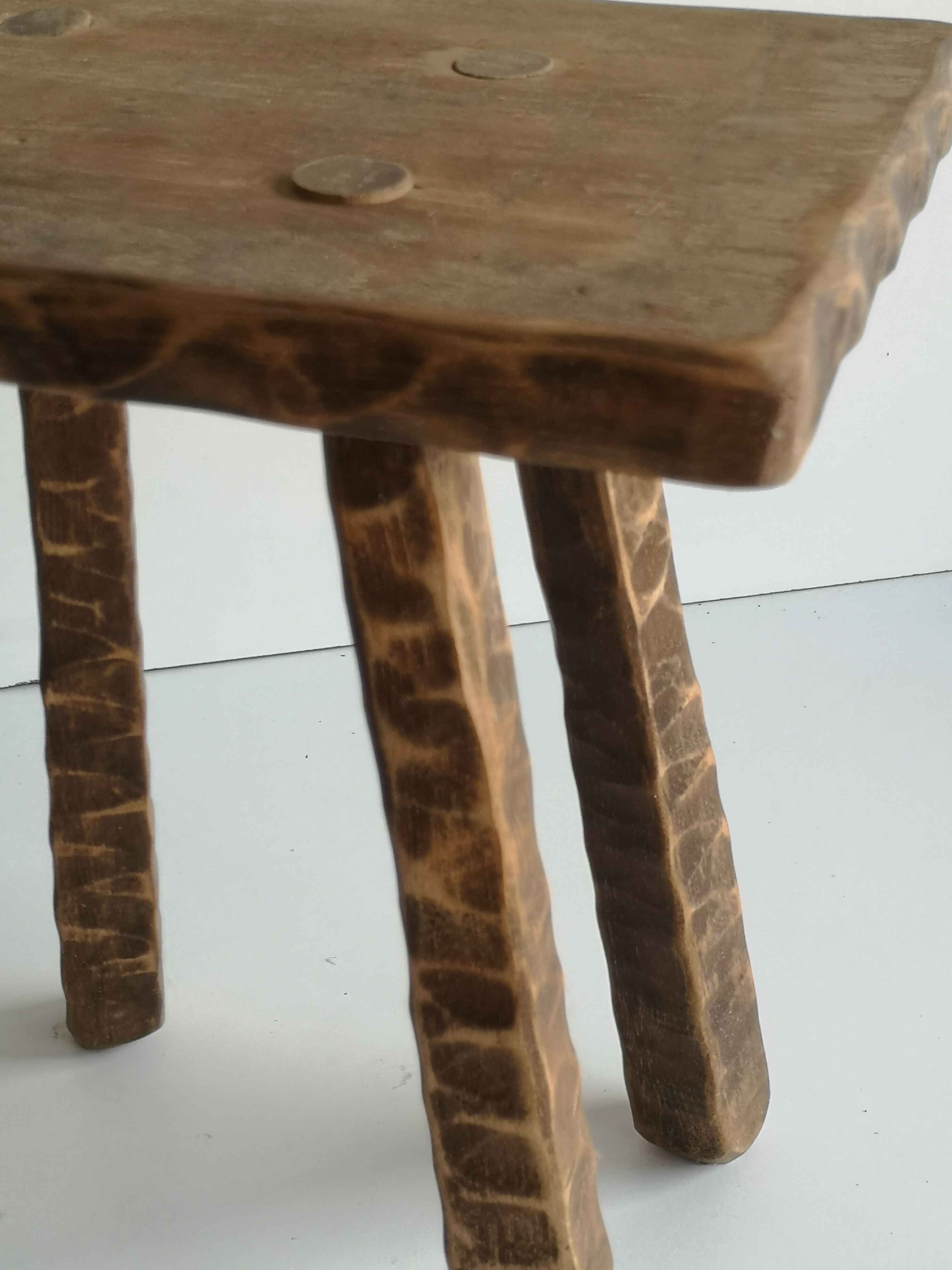 Rustic stool worked at the gouge