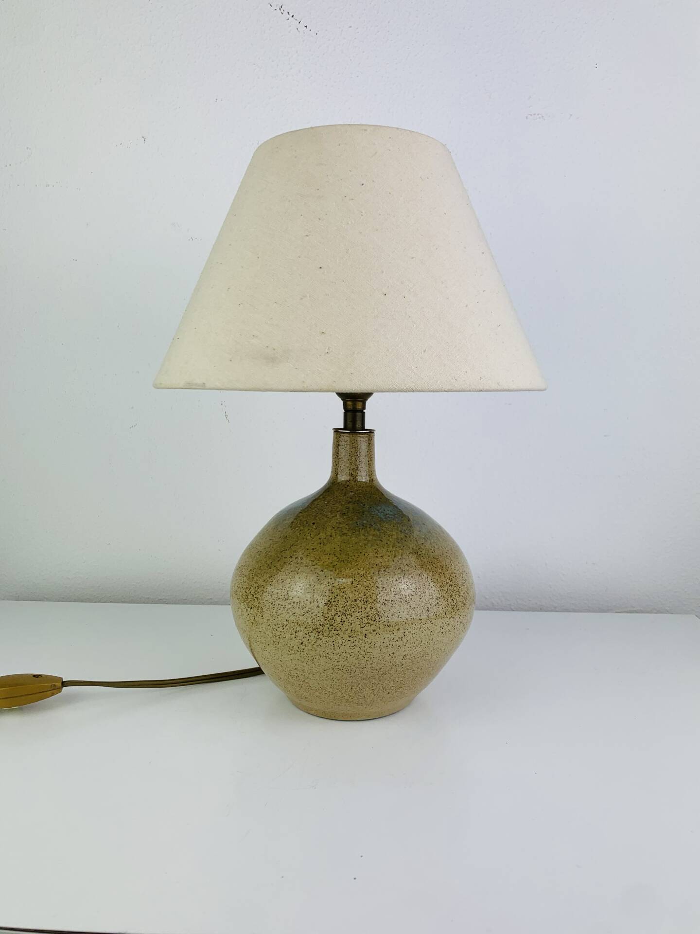 Vintage stoneware globe lamp