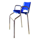 Vintage high chair for children in chrome metal and blue plastic