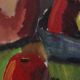 Original mid-century Swedish oil on canvas – “Kubisk Jug and Fruit” by Bror Göransson – vintage & framed – 75 × 58 cm (29.5" × 22.8")