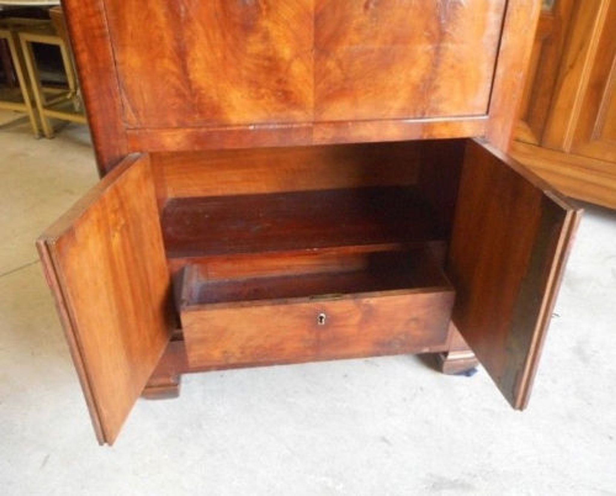 Louis Philippe mahogany secretary with flap and marble top