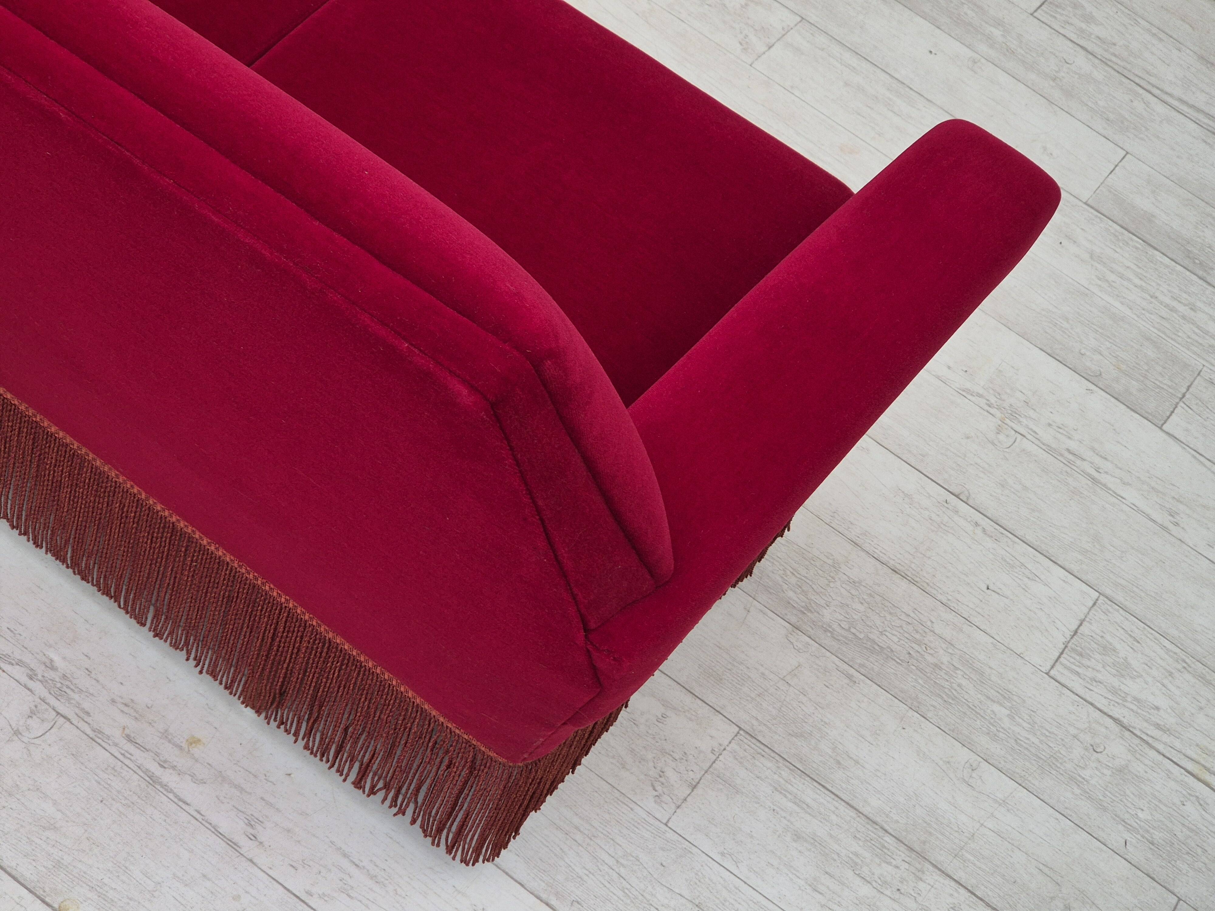 1970s, Danish 3 seater sofa by Ryesberg Møbler, original condition, velour fabric.