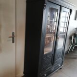 Parisian glazed wardrobe, Vintage painted showcase library