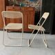 Set folding table and its 4 folding chairs perforated metal cream color - 70s