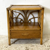 Vintage rattan bedside table 60's