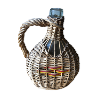 Glass and rattan bottle