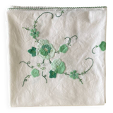 Antique square tablecloth with embroidered appliqué - 107x107 cm - Cotton