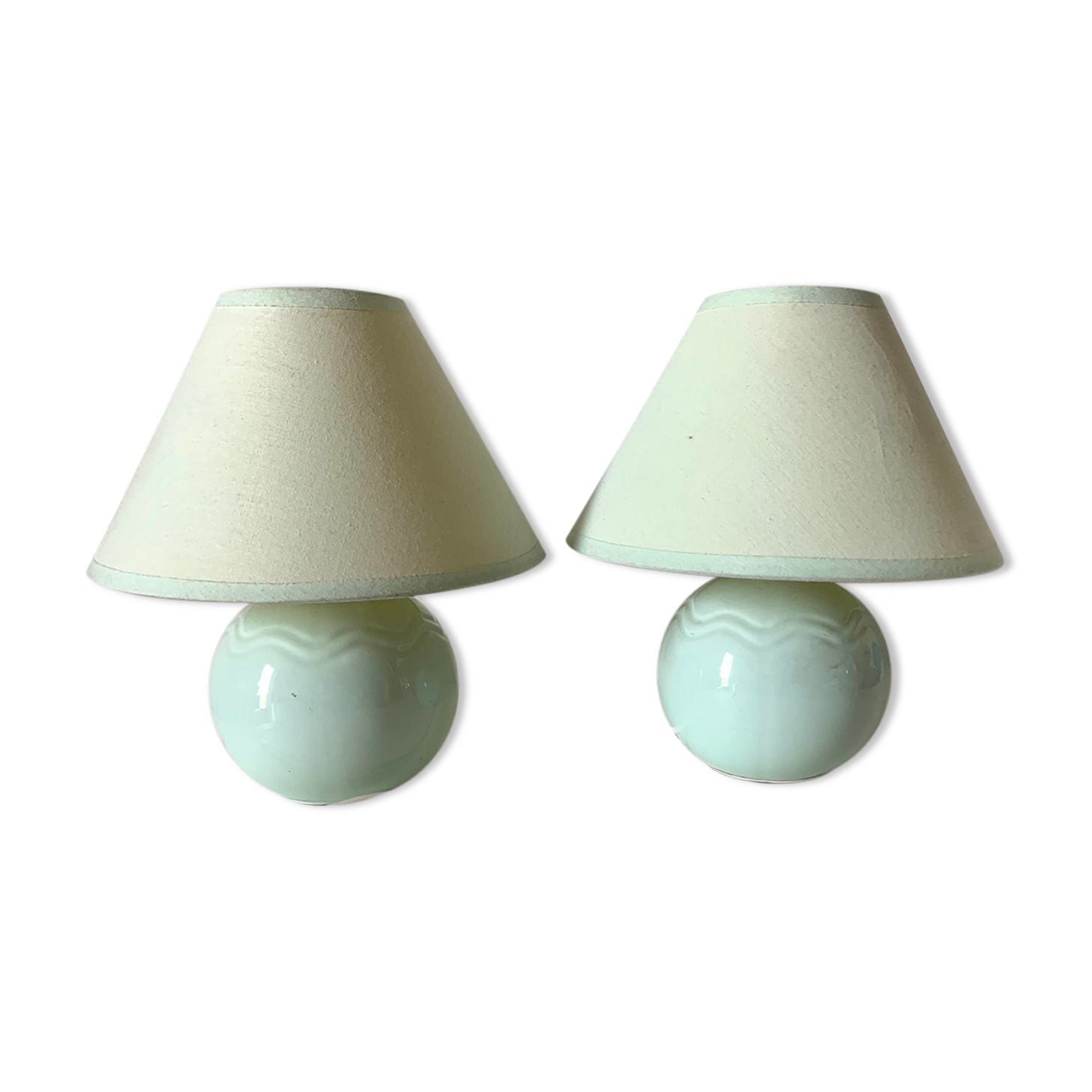 Pair of vintage water green lamps