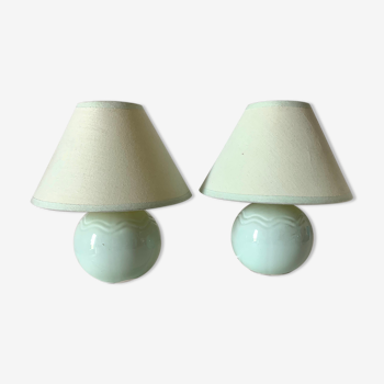 Pair of vintage water green lamps