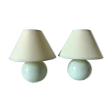 Pair of vintage water green lamps