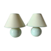 Paire de lampes vintage vert d’eau