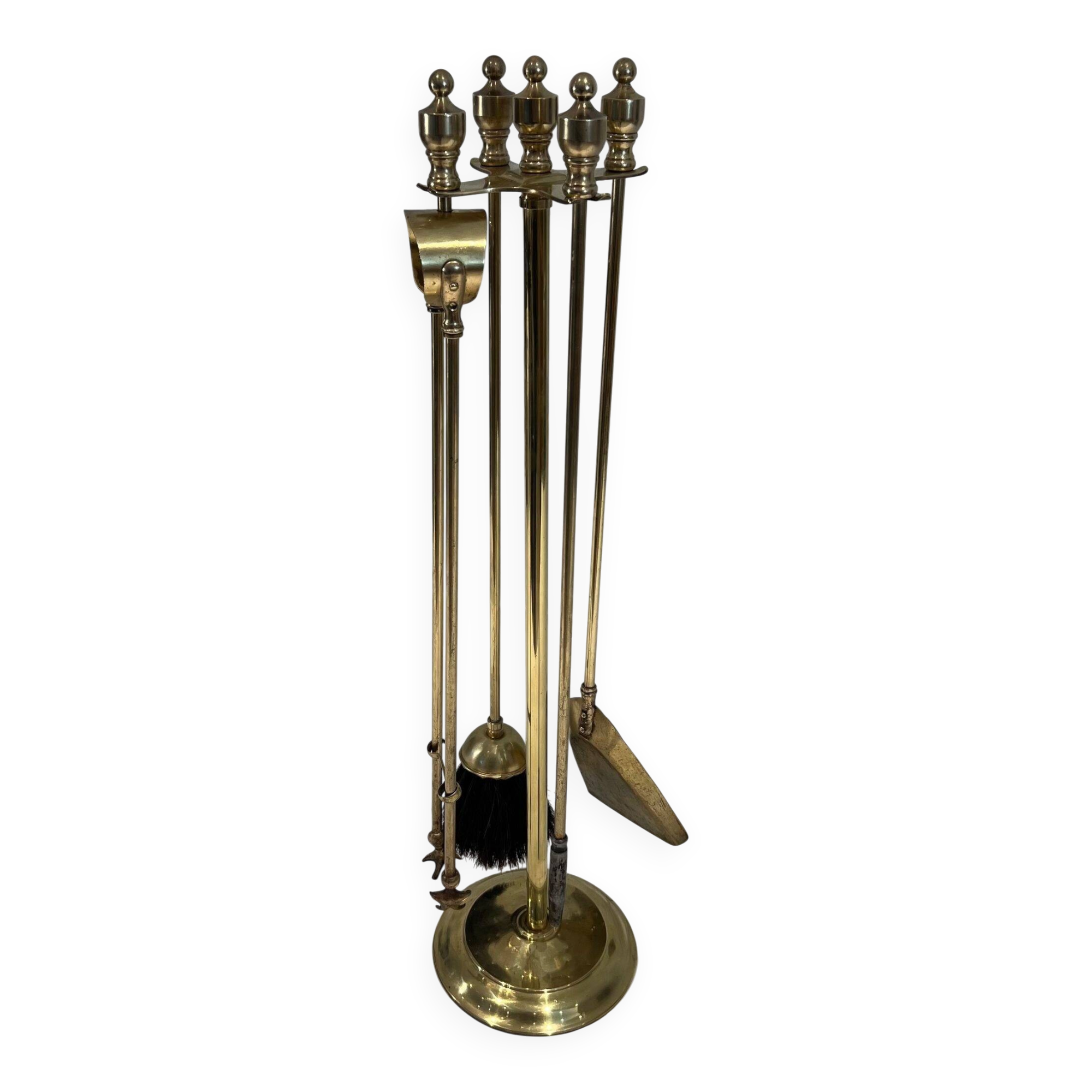 Neoclassical Fire Necessity in Polished Brass on Stand
