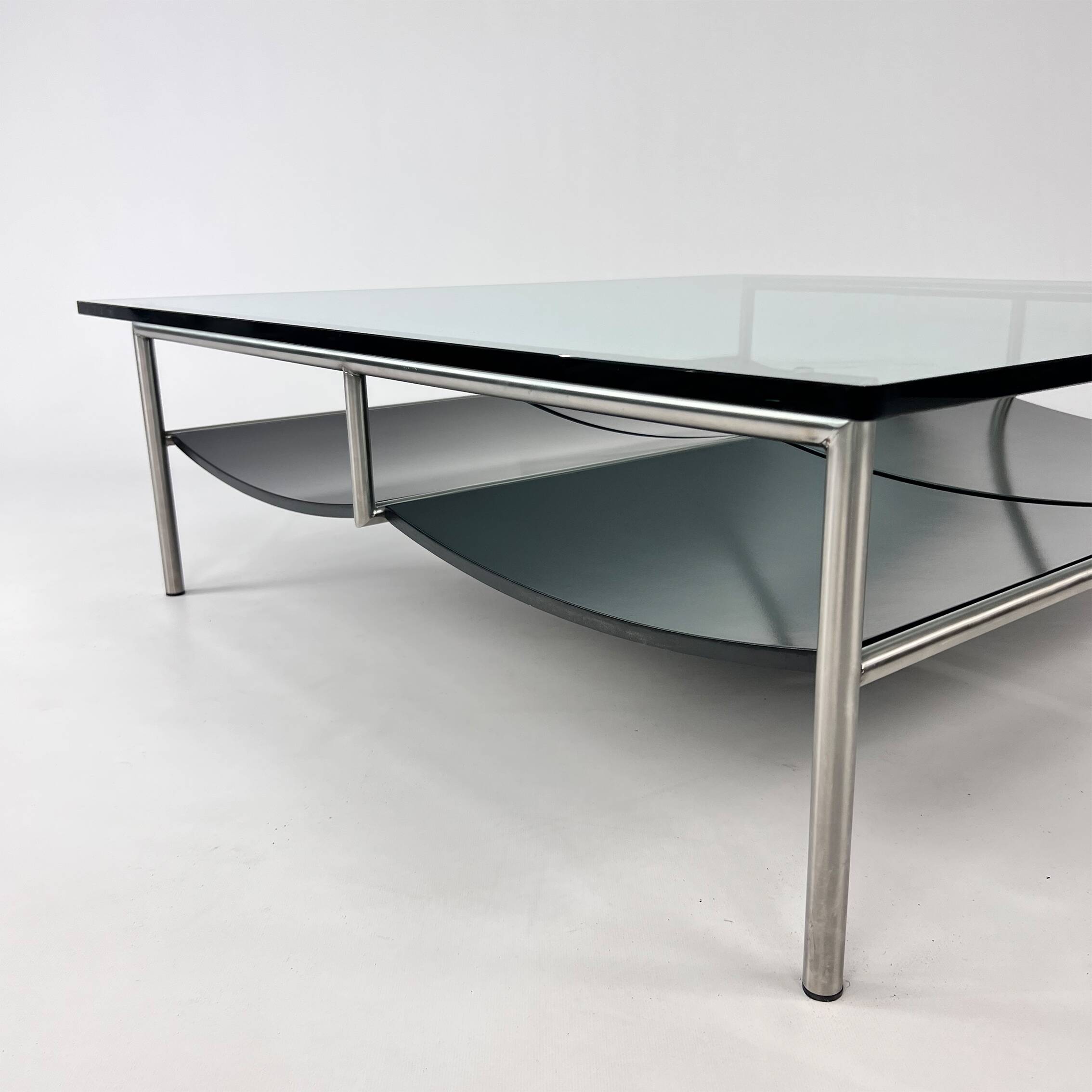 Postmodern Glass and Steel Coffee Table by Metaform, 1990s