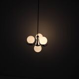 Art Deco Chrome and Pink Glass Chandelier, 1930's, Czechoslovakia