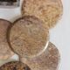 Set of 6 vintage stone/marble coasters and case