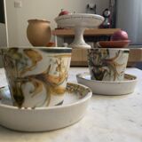 Set of two Keraluc cups and saucers (Quimper)