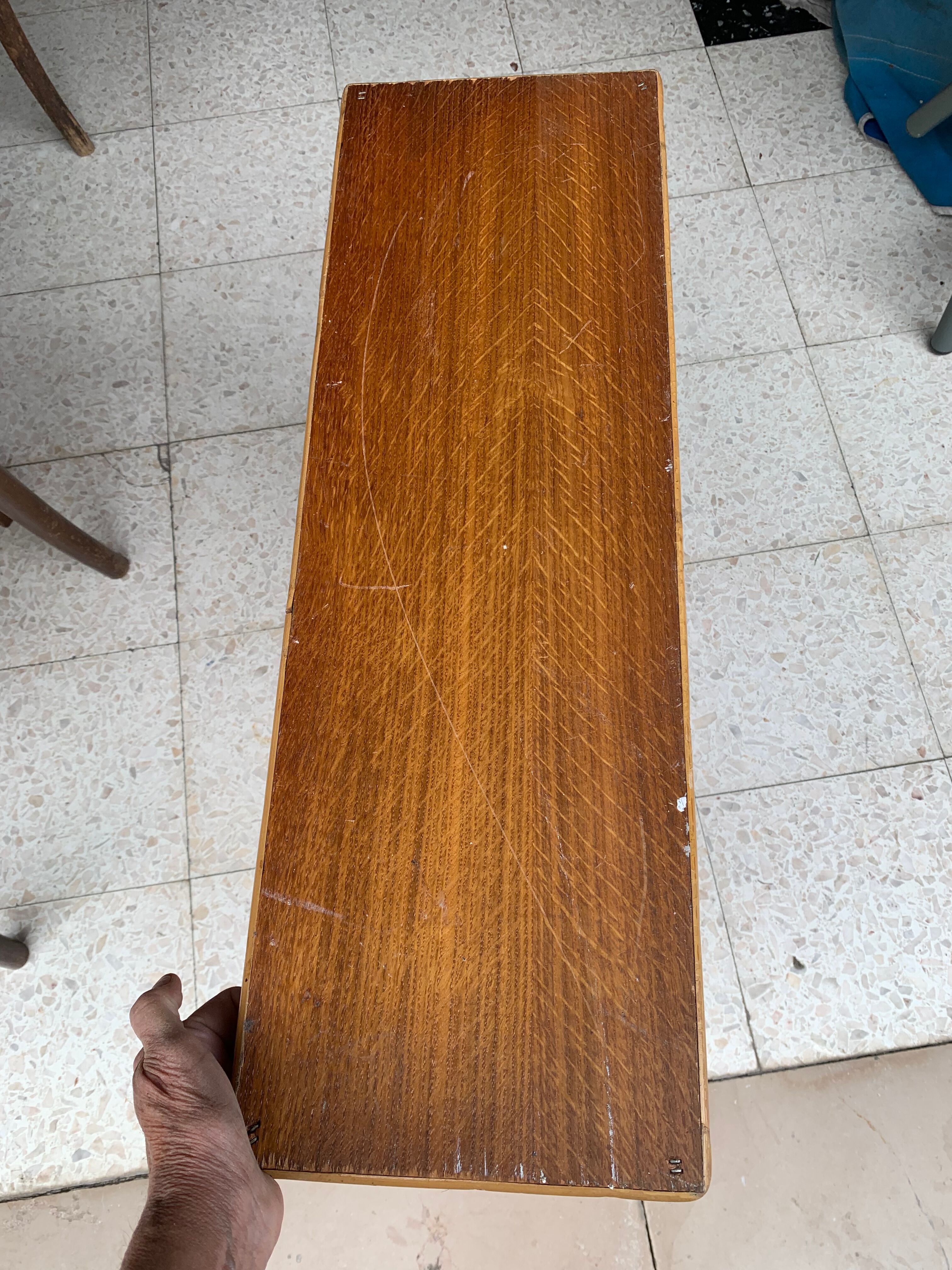 Wall shelf 2 trays, old, rattan.